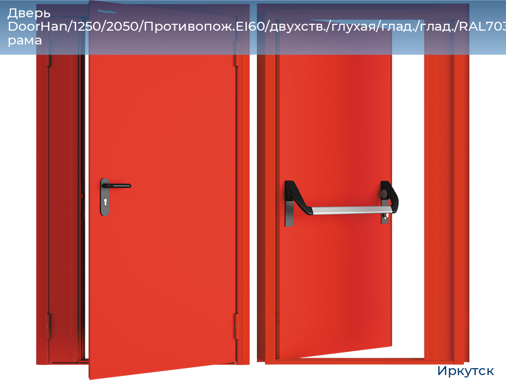 Дверь DoorHan/1250/2050/Противопож.EI60/двухств./глухая/глад./глад./RAL7035/лев./угл. рама, irkutsk.doorhan.ru