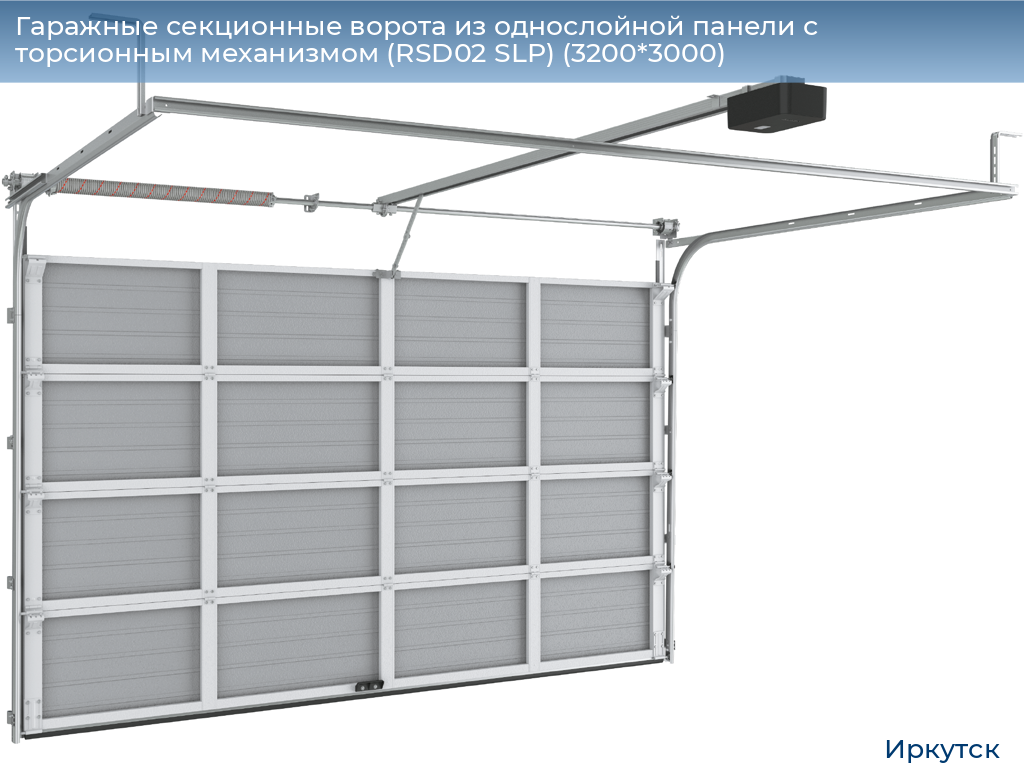 Гаражные секционные ворота из однослойной панели с торсионным механизмом (RSD02 SLP) (3200*3000), irkutsk.doorhan.ru