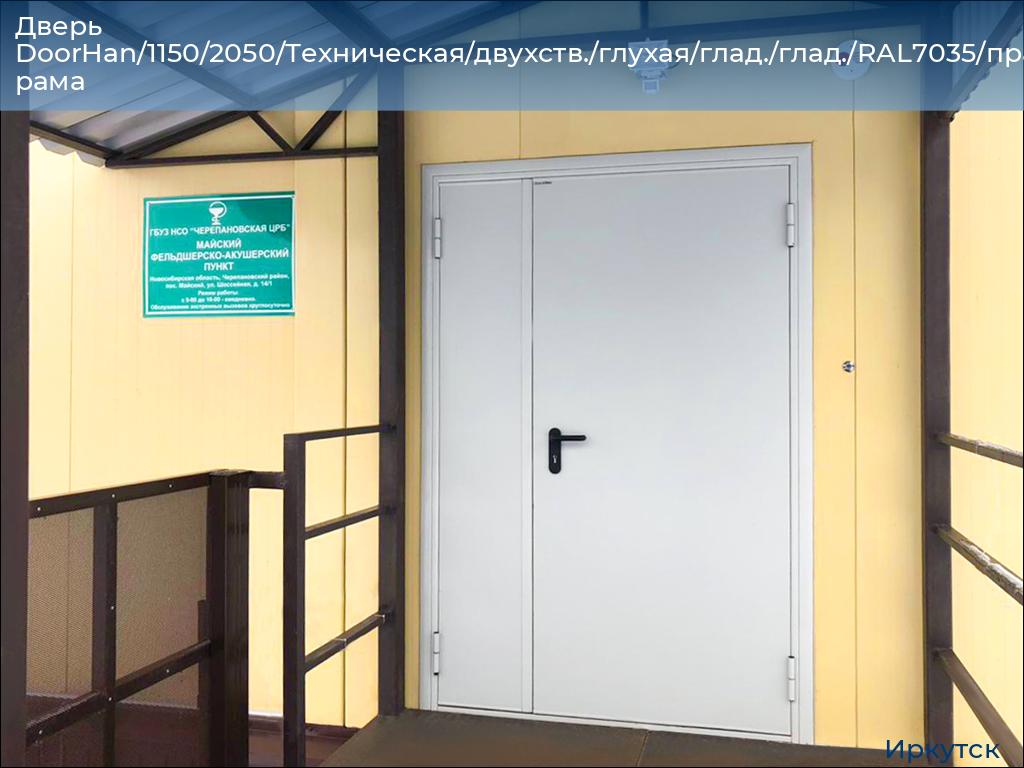 Дверь DoorHan/1150/2050/Техническая/двухств./глухая/глад./глад./RAL7035/прав./угл. рама, irkutsk.doorhan.ru