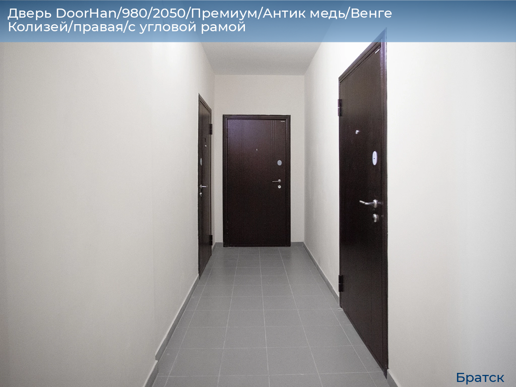 Дверь DoorHan/980/2050/Премиум/Антик медь/Венге Колизей/правая/с угловой рамой, bratsk.doorhan.ru