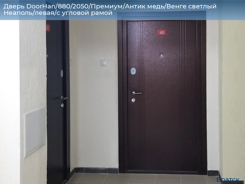 Дверь DoorHan/880/2050/Премиум/Антик медь/Венге светлый Неаполь/левая/с угловой рамой, bratsk.doorhan.ru