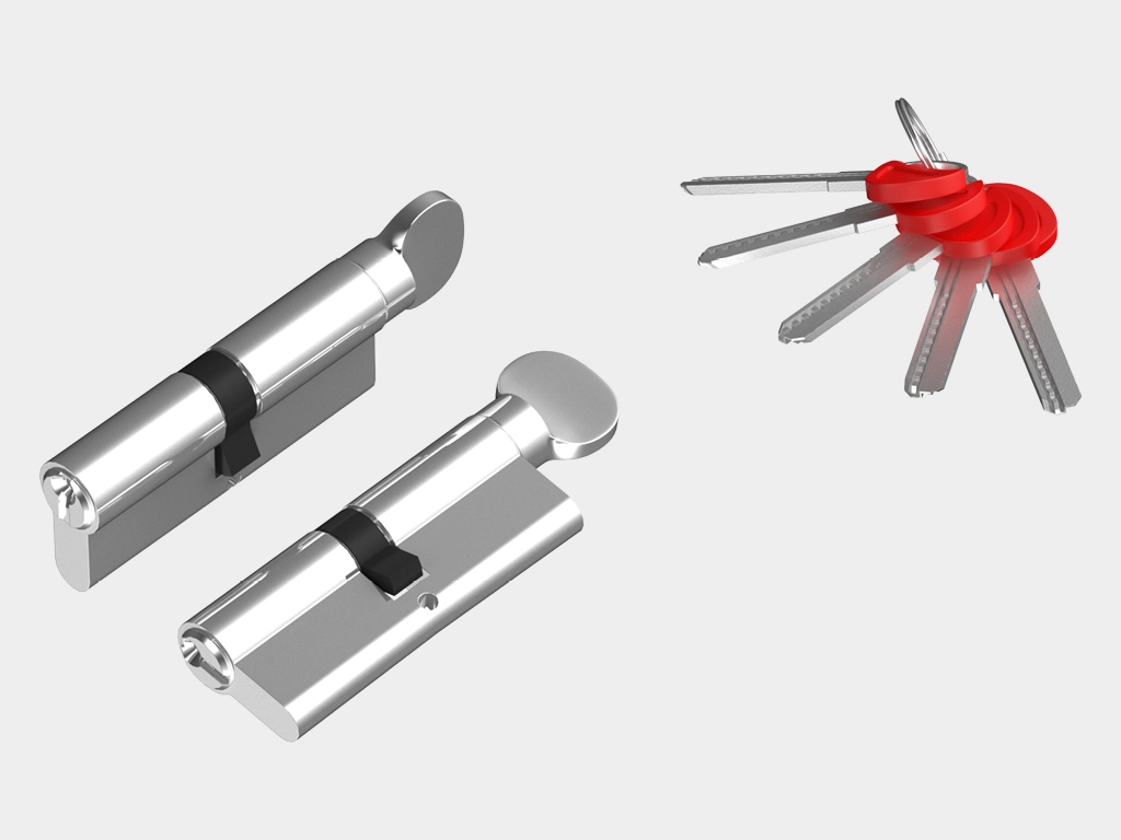 Цилиндровый механизм «ключ-вертушка» с комплектом ключей.