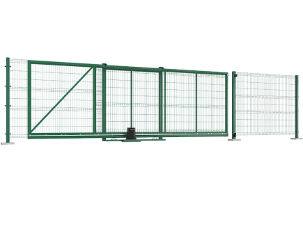 Откатные ворота со стальной рамой и с заполнением сварной сеткой